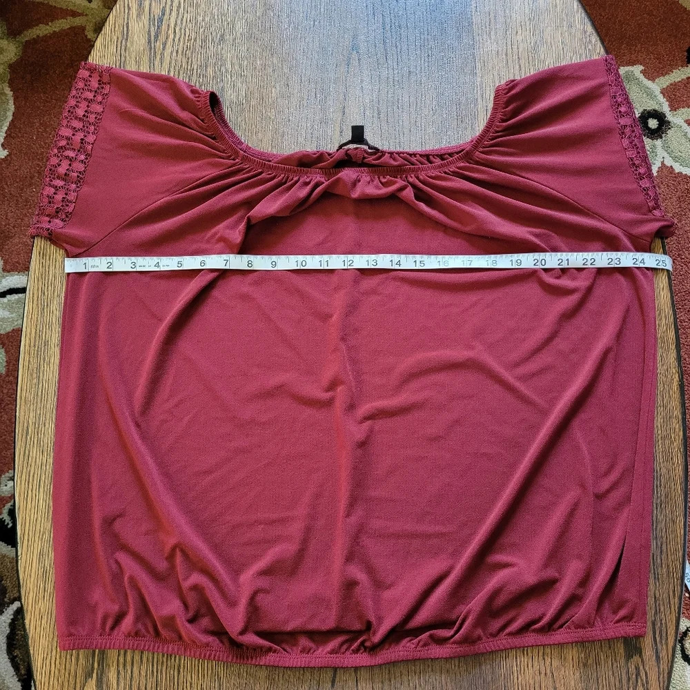 Lane Bryant Wine Colored Boho Peasant Top Size Women's 18/20 - Picture 6 of 10